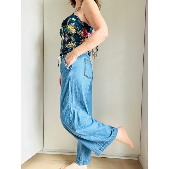 Old Navy Jeans High Rise Drapey Drawcord Denim Lightweight Size 0 Comfort - Picture 8 of 10